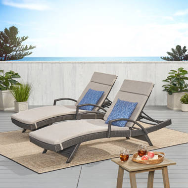 Rebello sun lounger set with online cushions